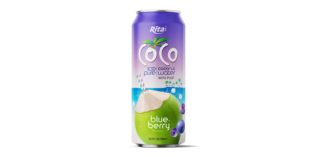  500ml Can Coco Water With Blueberry Flavor